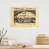 Savannah Georgia 1734 Antiek panoramische kaart Poster (Keuken)