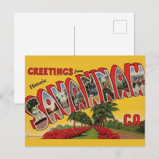 Savannah Georgia Briefkaart (Voorkant / Achterkant)