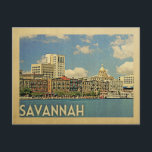 Savannah Georgia Briefkaart Vintage Travel<br><div class="desc">Savannah Georgia ontwerpt in Vintage Travel-stijl met een uitgebreid skyline-uitzicht in de stad.</div>