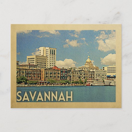 Savannah Georgia Briefkaart Vintage Travel (Voorkant)