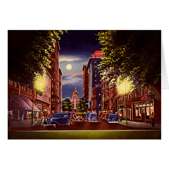 Savannah, Georgia Bull Street 's nachts (Voorkant Horizontaal)