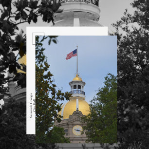 Savannah Georgia City Hall Gouden Koepel Fotografi Briefkaart