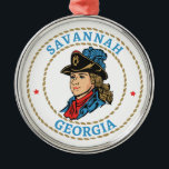 Savannah Georgia Colonial Metalen Ornament<br><div class="desc">Savannah,  Georgia invites history buffs to walk its colonial-era squares and cobblestone streets,  where its 1733 founding,  preserved town plan,  and centuries-old architecture create a vivid window into America’s early past.</div>