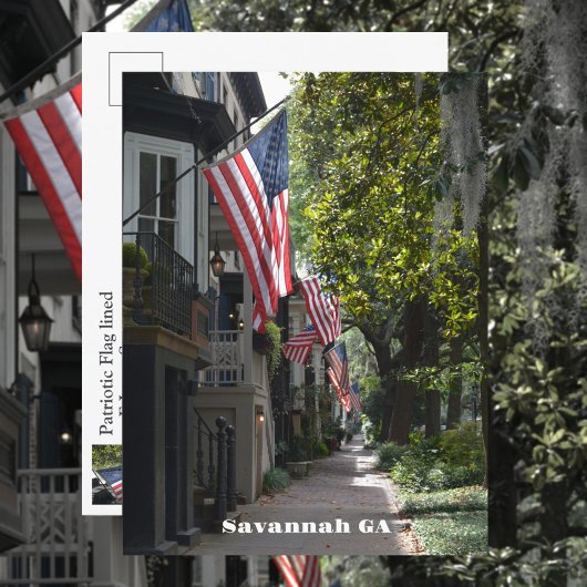 Savannah Georgia Flag Lined E Jones St Fotografie Briefkaart