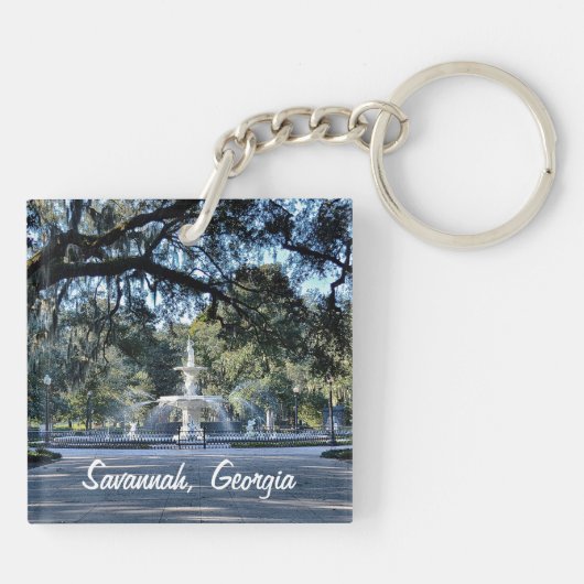 Savannah Georgia Fountain Double Sided Sleutelhang Sleutelhanger (Achterkant)