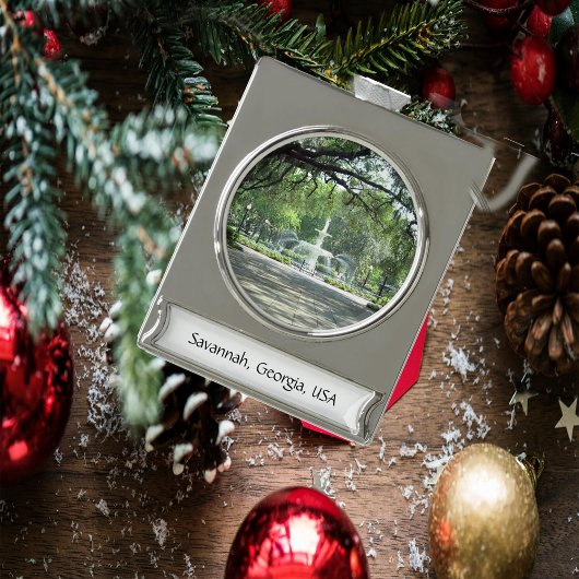 Savannah, Georgia Fountain Ornament Verzilverd Banner Ornament