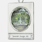 Savannah, Georgia Fountain Ornament Verzilverd Banner Ornament (Links)
