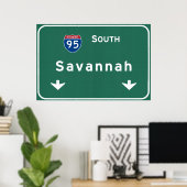 Savannah Georgia ga Interstate Highway Freeway : Poster (Thuiskantoor)