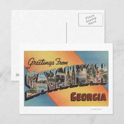 Savannah, Georgia - Grote brievenbussen Briefkaart (Voorkant / Achterkant)