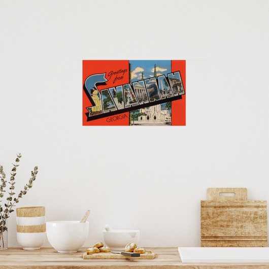 Savannah, Georgia - Grote Letter Scenes 2 Poster (Keuken)
