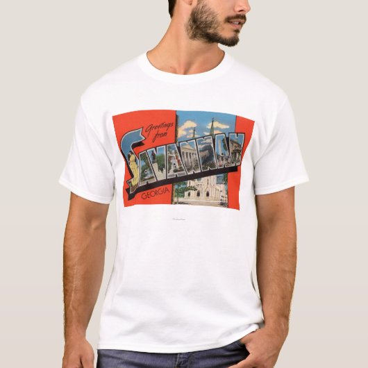 Savannah, Georgia - Grote Letter Scenes 2 T-shirt (Voorkant)