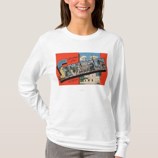 Savannah, Georgia - Grote Letter Scenes 2 T-shirt (Voorkant)