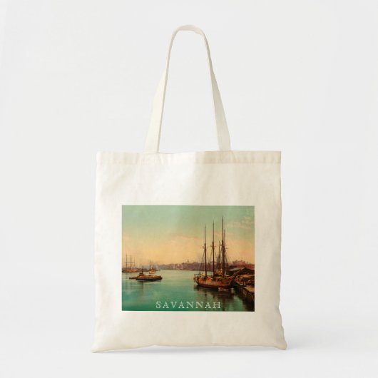 Savannah Georgia Historic River Scene Poster Tote Bag (Voorkant)