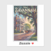 Savannah Georgia Horse Carriage Illustratie Retro Sticker (Vel)
