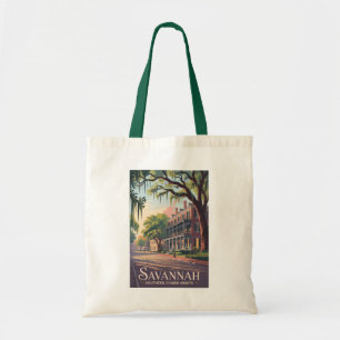Savannah Georgia Illustratie Reis Kunst Vintage Tote Bag