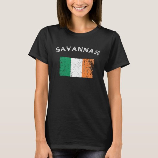 SAVANNAH GEORGIA Irish American Flag Badge T-shirt (Voorkant)
