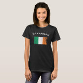SAVANNAH GEORGIA Irish American Flag Badge T-shirt (Voorkant volledig)