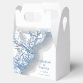 Savannah Georgia Kaart Elegant Blauw Huwelijk Bedankdoosjes (Geopend)