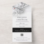 Savannah Georgia Kaart Elegant Zwart Wit Bruiloft (Binnen)