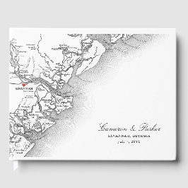 Savannah Georgia Kaart Elegante bruiloft Gastenboek