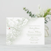Savannah Georgia Kaart Elegante Sage Green Wedding (Staand voorkant)