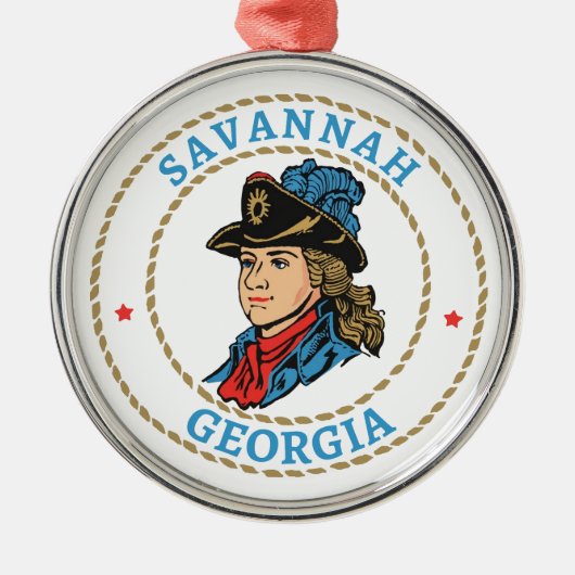 Savannah Georgia Koloniaal Metalen Ornament (Voorkant)