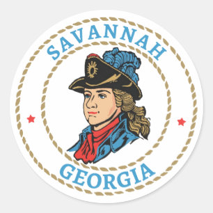 Savannah Georgia Koloniaal Ronde Sticker