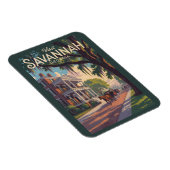 Savannah Georgia Paard Kar Illustratie Retro Magneet (Rechterzijde)
