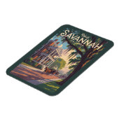 Savannah Georgia Paard Kar Illustratie Retro Magneet (Linkerzijde)