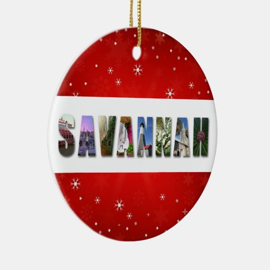 Savannah Georgia Reisfoto's met kerstmis Keramisch Ornament (Rechts)