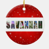 Savannah Georgia Reisfoto's met kerstmis Keramisch Ornament (Achterkant)