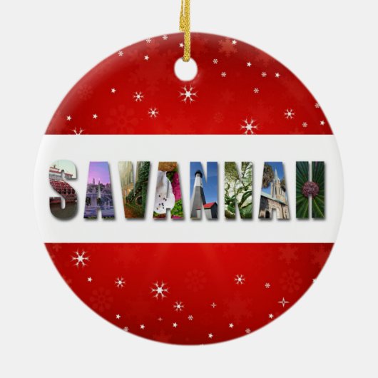 Savannah Georgia Reisfoto's met kerstmis Keramisch Ornament (Achterkant)