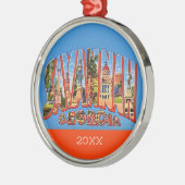 Savannah Georgia Retro Kerstkaart Ornament (Links)