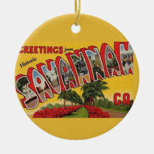 Savannah Georgia Retro Kleurrijk Keramisch Ornament