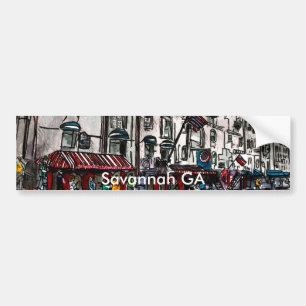 Savannah Georgia River Street art tekening Bumpersticker