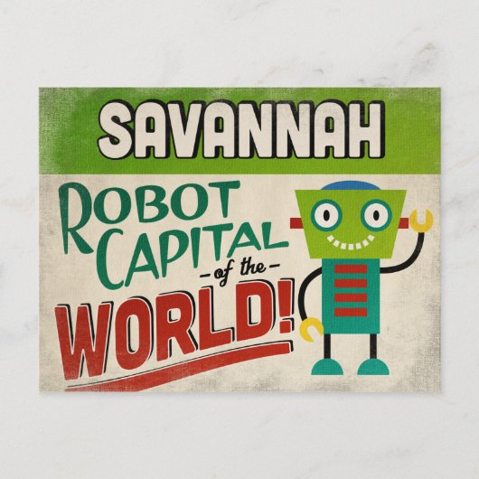 Savannah Georgia Robot - Funny  Briefkaart (Voorkant)