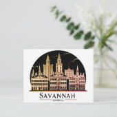 Savannah Georgia Silhouet Briefkaart (Staand voorkant)