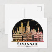 Savannah Georgia Silhouet Briefkaart (Voorkant / Achterkant)