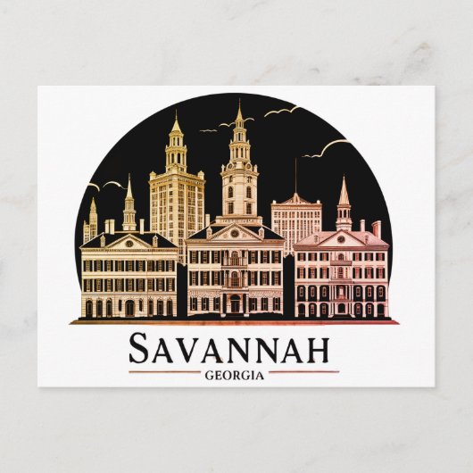 Savannah Georgia Silhouet Briefkaart (Voorkant)