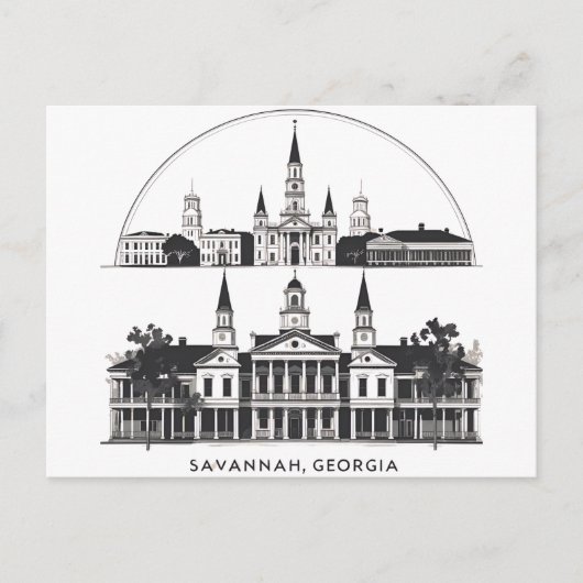 Savannah Georgia Silhouet Briefkaart (Voorkant)