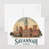 Savannah Georgia Silhouet Briefkaart (Voorkant / Achterkant)