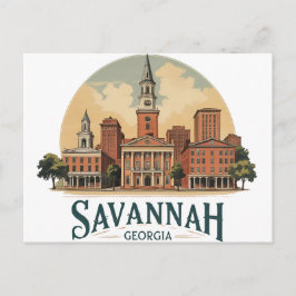 Savannah Georgia Silhouet Briefkaart