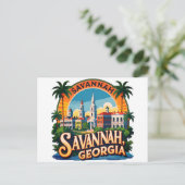 Savannah Georgia Silhouet Briefkaart (Staand voorkant)