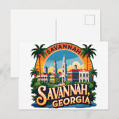 Savannah Georgia Silhouet Briefkaart (Voorkant / Achterkant)