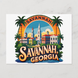 Savannah Georgia Silhouet Briefkaart