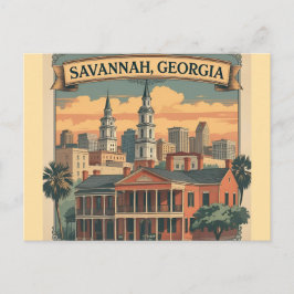 Savannah Georgia Silhouet | Savannah Stadsgezicht Briefkaart