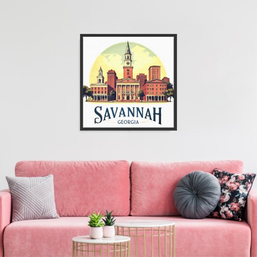 Savannah Georgia Silhouette Canvas Afdruk (Insitu (Woonkamer))
