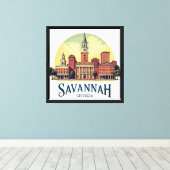 Savannah Georgia Silhouette Canvas Afdruk (Insitu (Houten vloer))