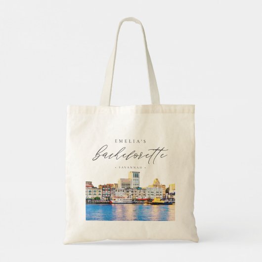 SAVANNAH Georgia Skyline Bachelorette Tote Bag (Achterkant)