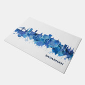 Savannah Georgia Skyline Blue Deurmat (Schuin)